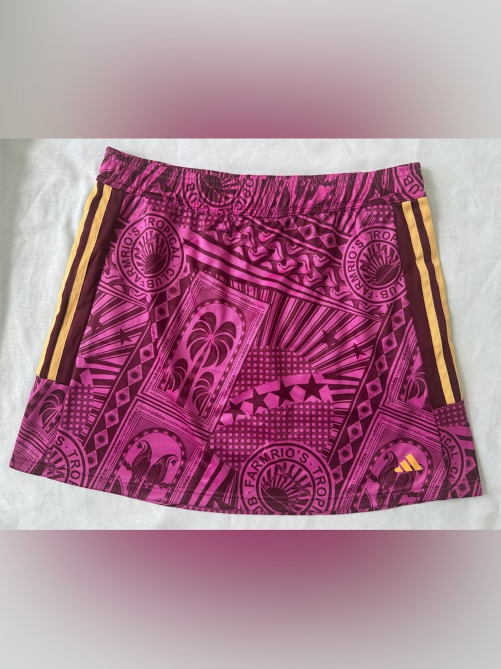 FARM Rio tropical club adidas collab pink M Tropical elastic Drawstring Skirt